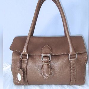 Fendi Selleria Linda bronze leather satchel EUC